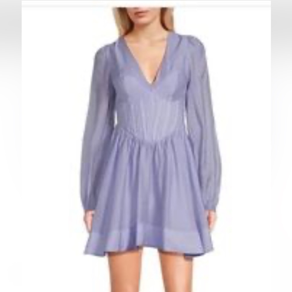 Gianni Bini Lavender V-Neck Long Sleeve Mini Dress